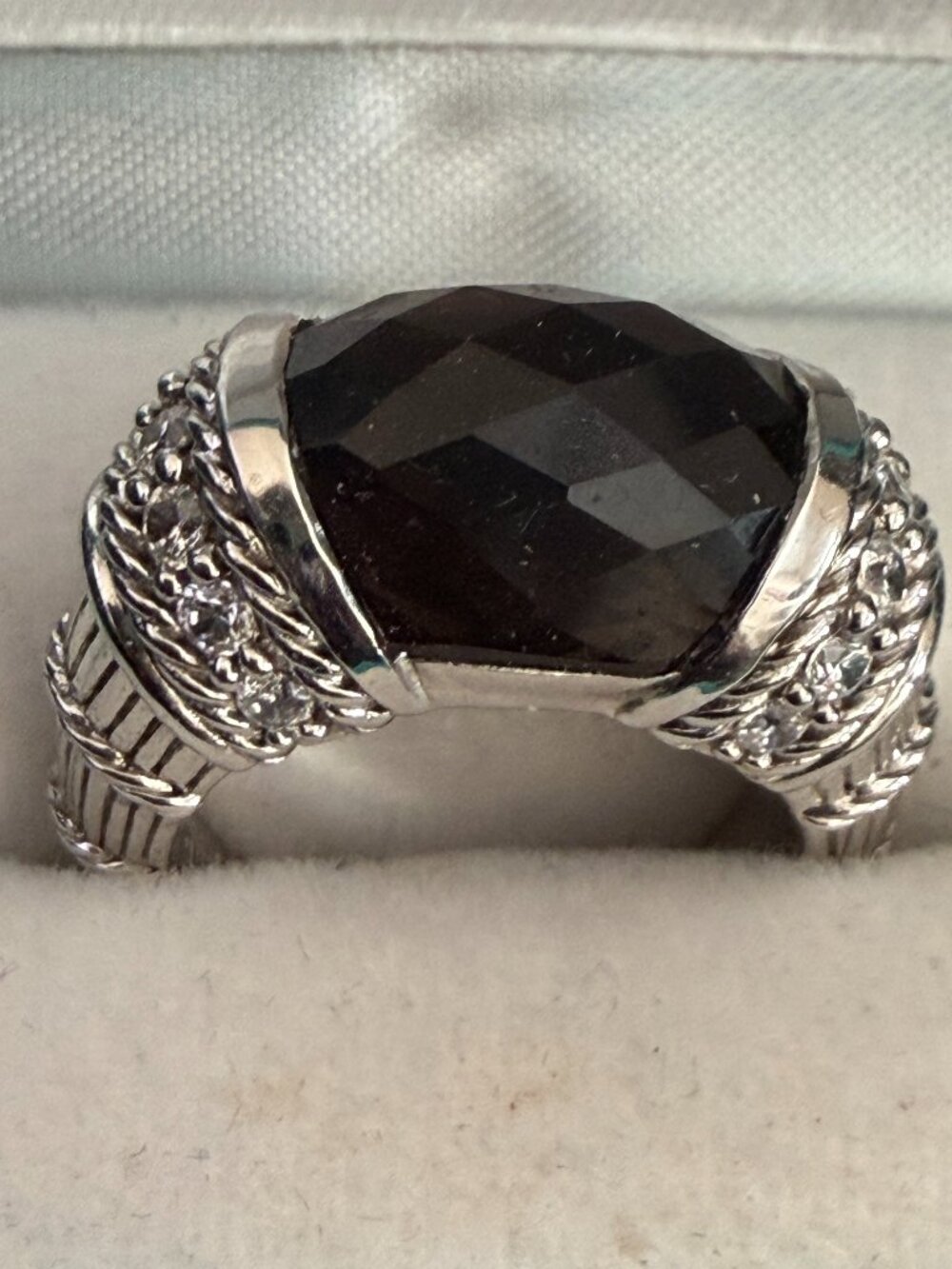 Judith Ripka .925 Silver Smoky Quartz Ring Size 7